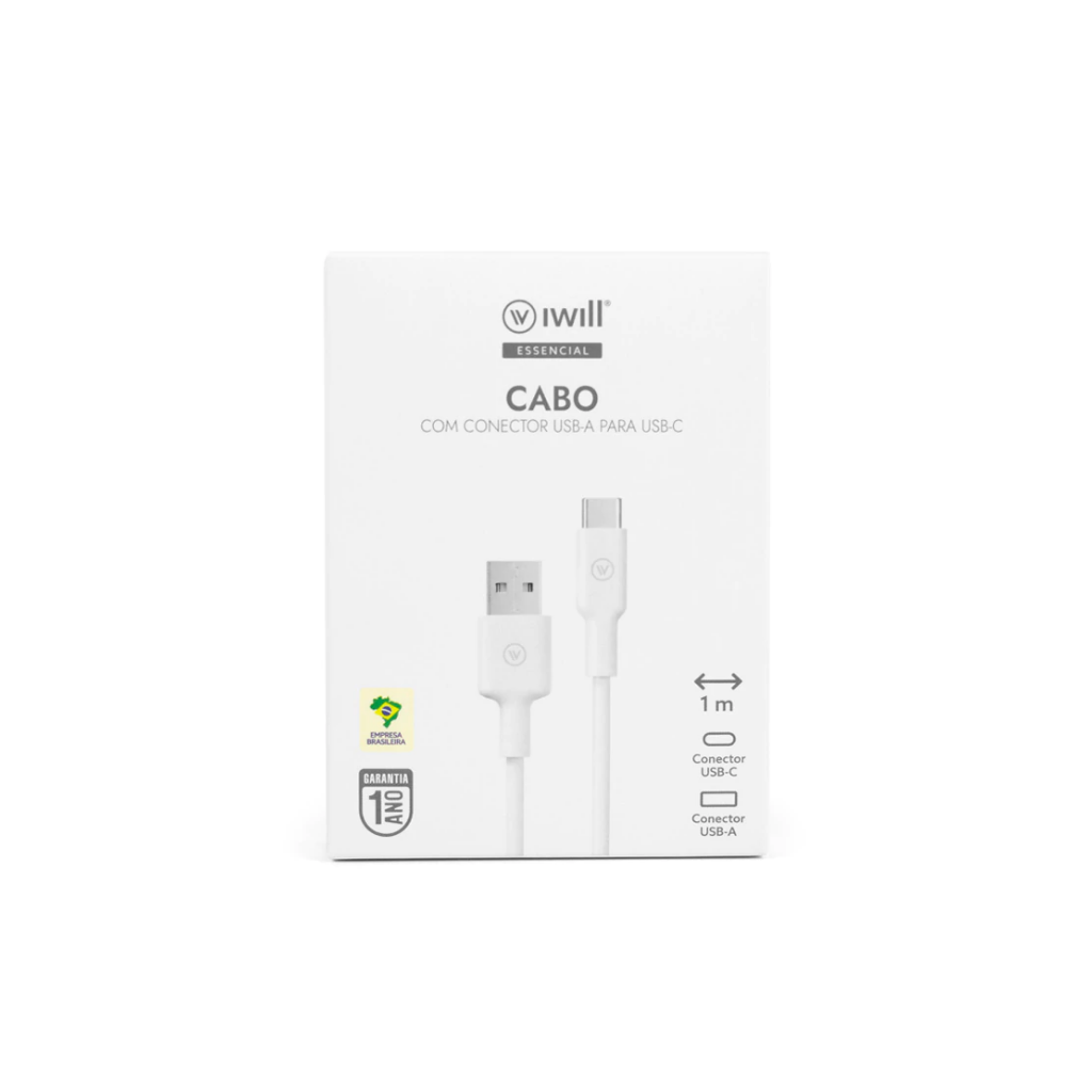Cabo Essencial iWill USB-A para USB-C 1 Metro