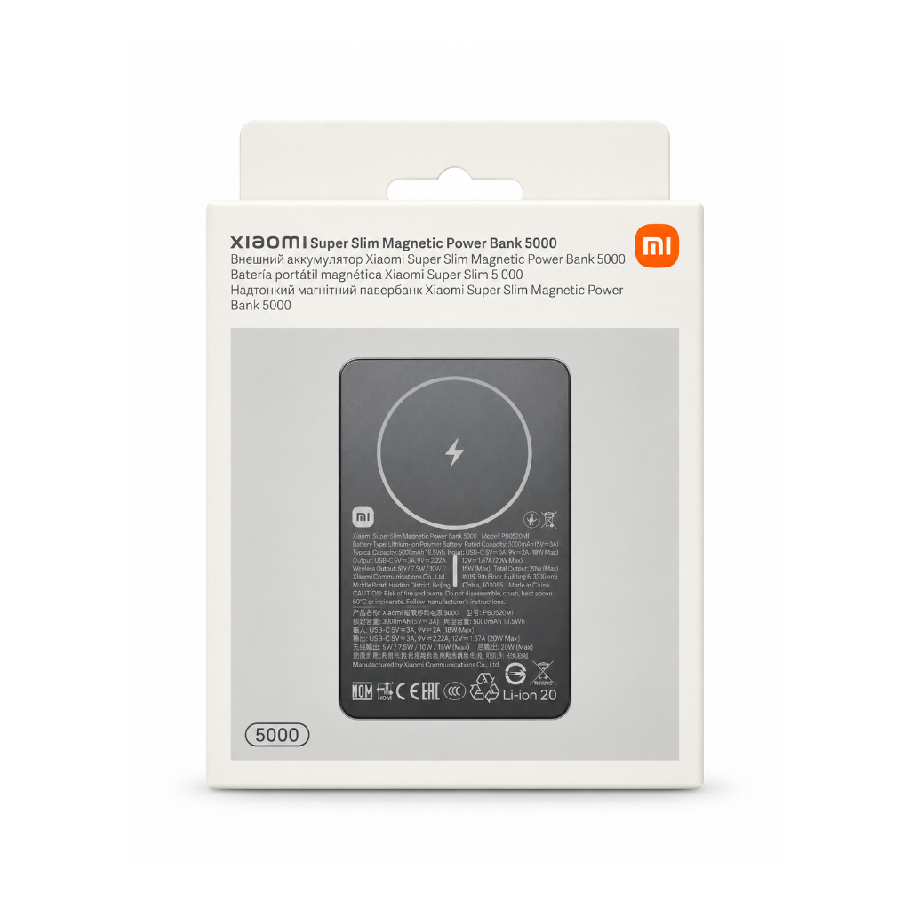 Xiaomi Super Slim Magnetic Power Bank 5000mAh Preto