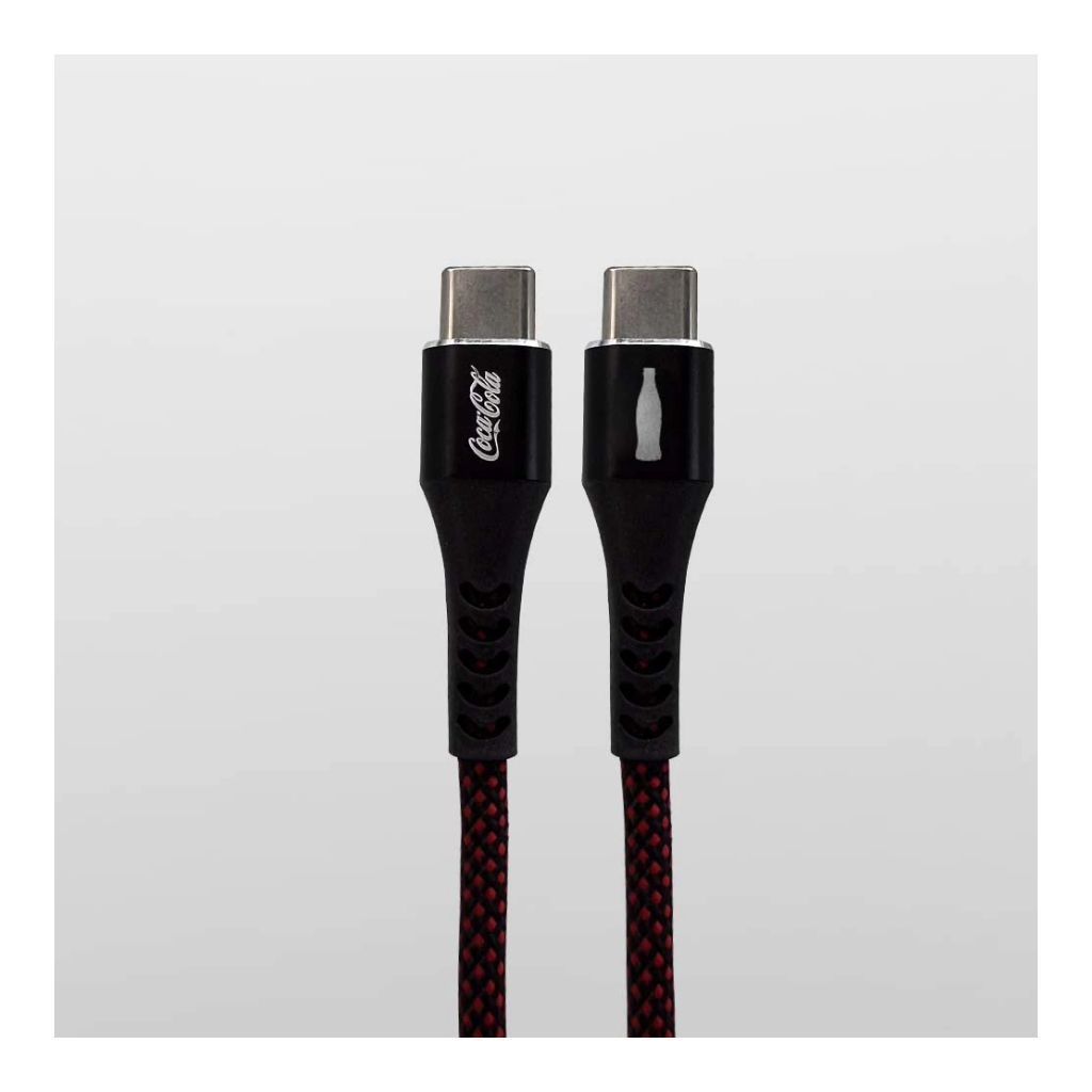 Cabo Coca-Cola Elite USB-C para USB-C 1,2m Preto e Vermelho Preto